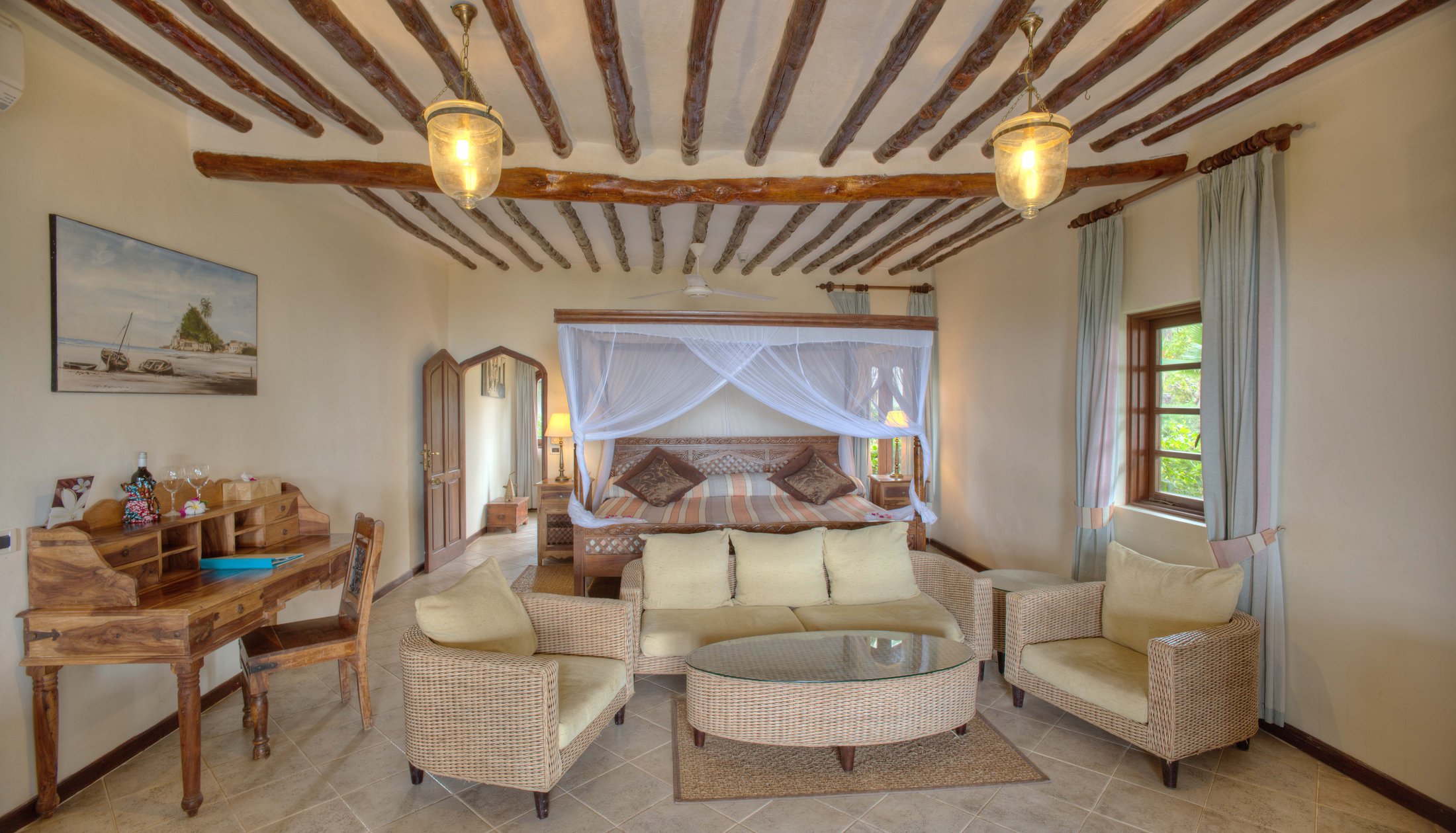 Ocean Suite living room opening to the sea